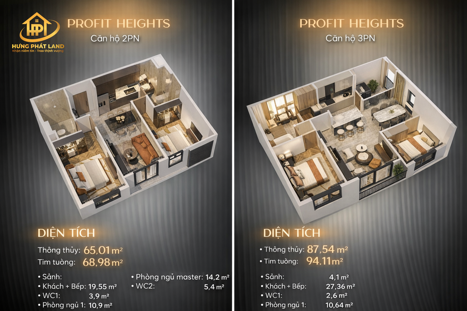 Thiết kế căn hộ 2PN 3PN Simona Heights