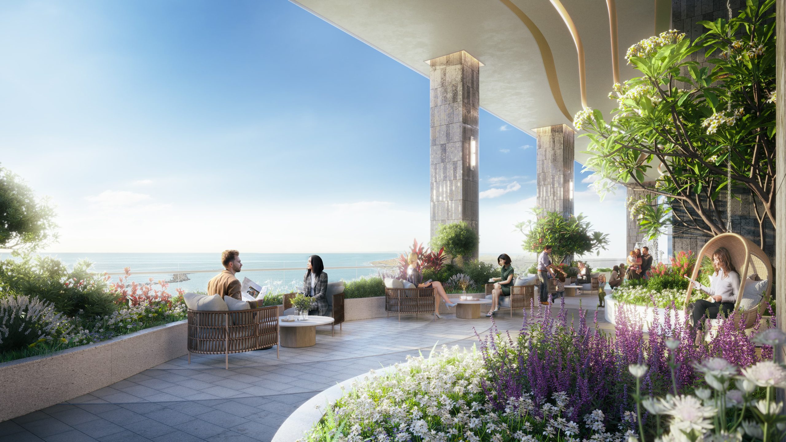 Tầm nhìn panorama hướng căn hộ Simona Heights trục Đông Nam ngắm biển Quy Nhơn
