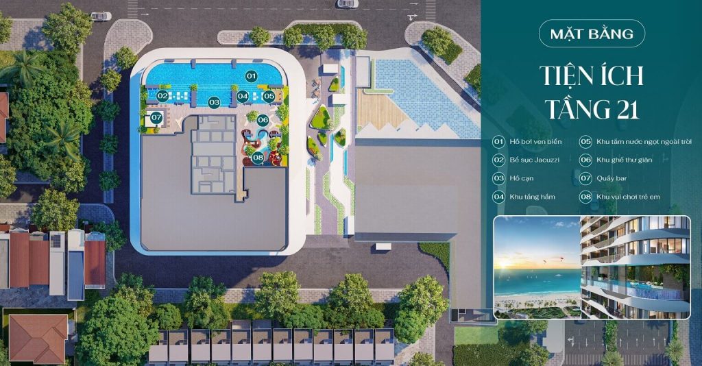 Tiện ích tầng 21 Q'Terra Quy Nhơn hồ bơi vô cực view biển