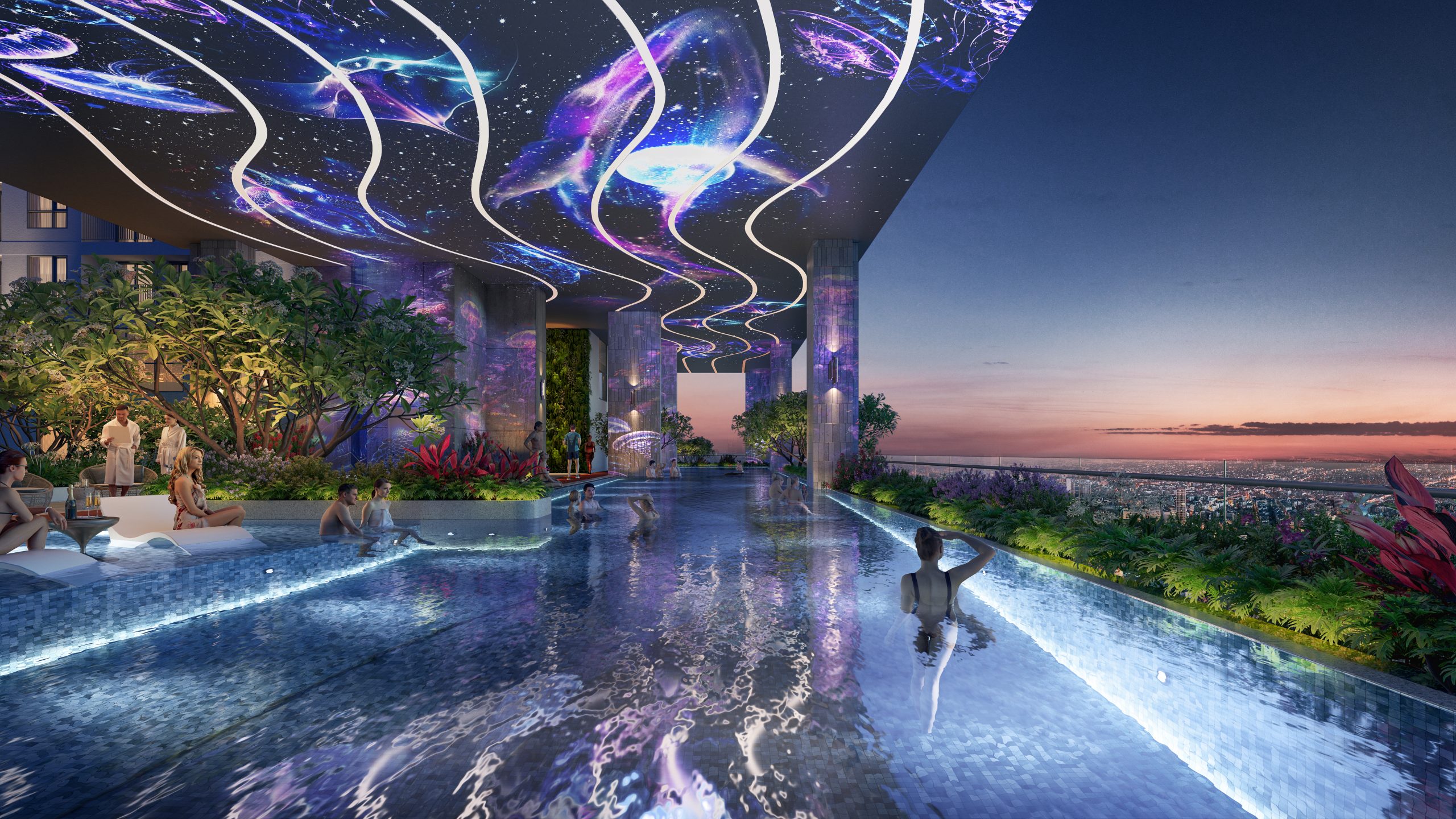 Hồ bơi Simona Heights tại tầng 9 — bơi giữa không trung với tầm nhìn vượt qua các tòa thấp