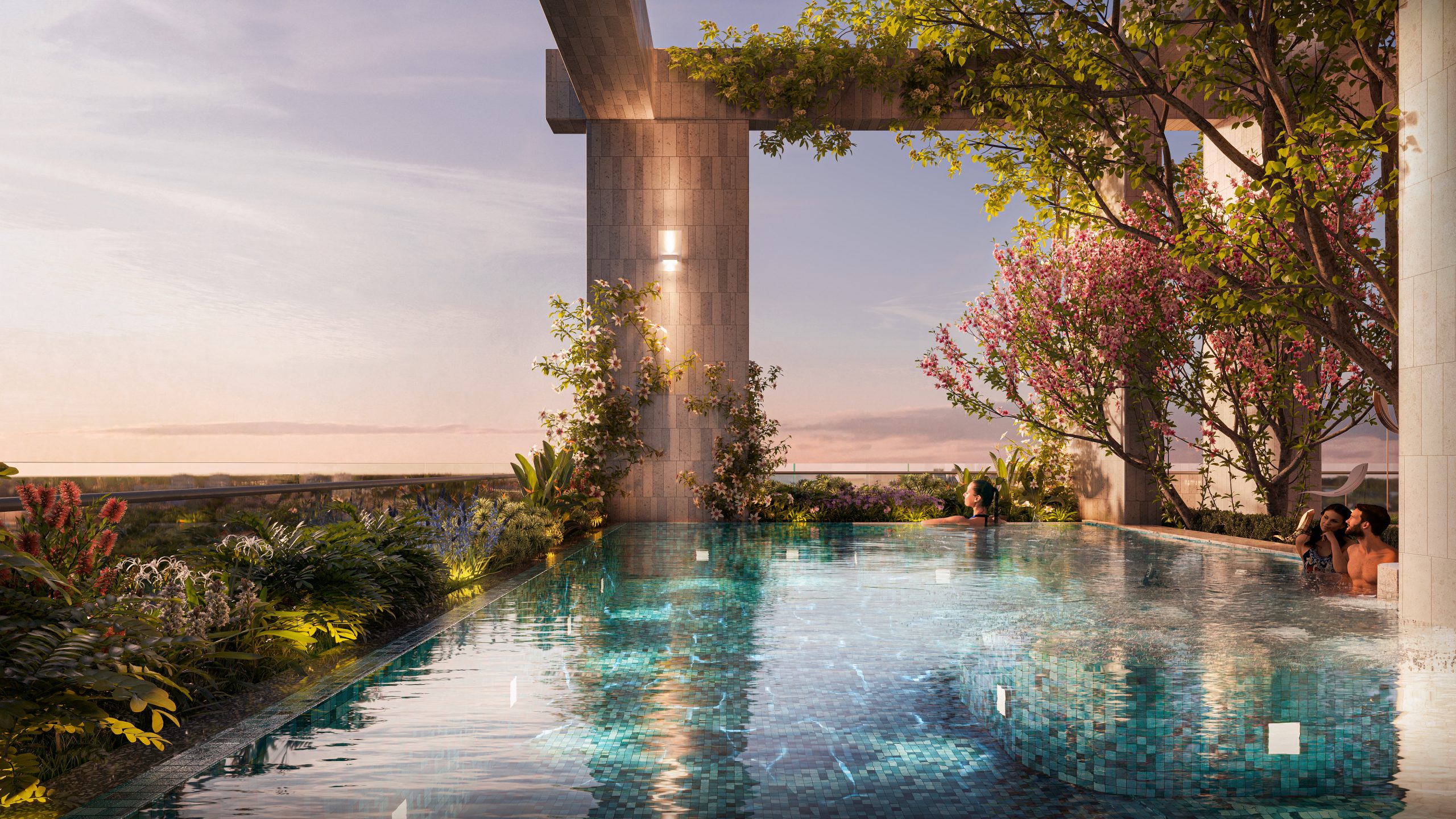 Jacuzzi Simona Heights — cụm wellness hoàn chỉnh cạnh hồ bơi tầng 9