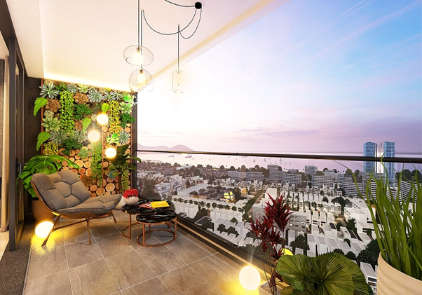 Tầm nhìn view biển từ ban công căn hộ Phú Tài Central Life