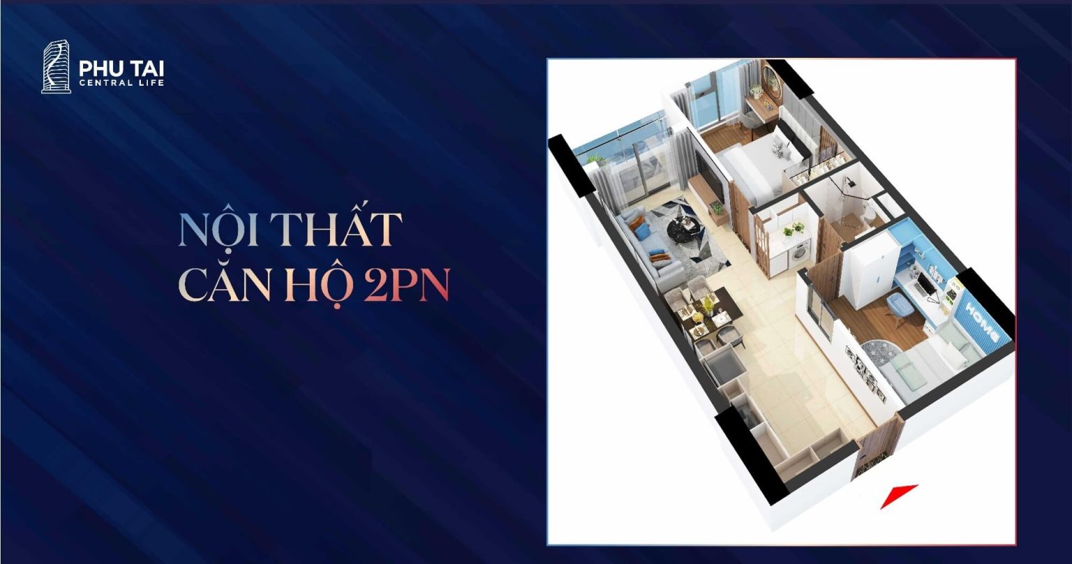 Nội thất căn 2PN Phú Tài Central Life