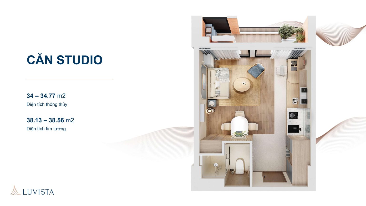 Mặt bằng căn Studio Luvista Quy Nhơn